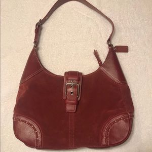 Gorgeous COACH Large Suede Burgundy Hobo Bordeaux